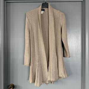 Splendor Women's Beige Duster Cardigan sz M Long Sleeves Flared Hem